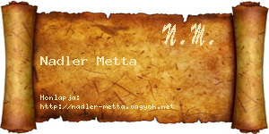 Nadler Metta névjegykártya